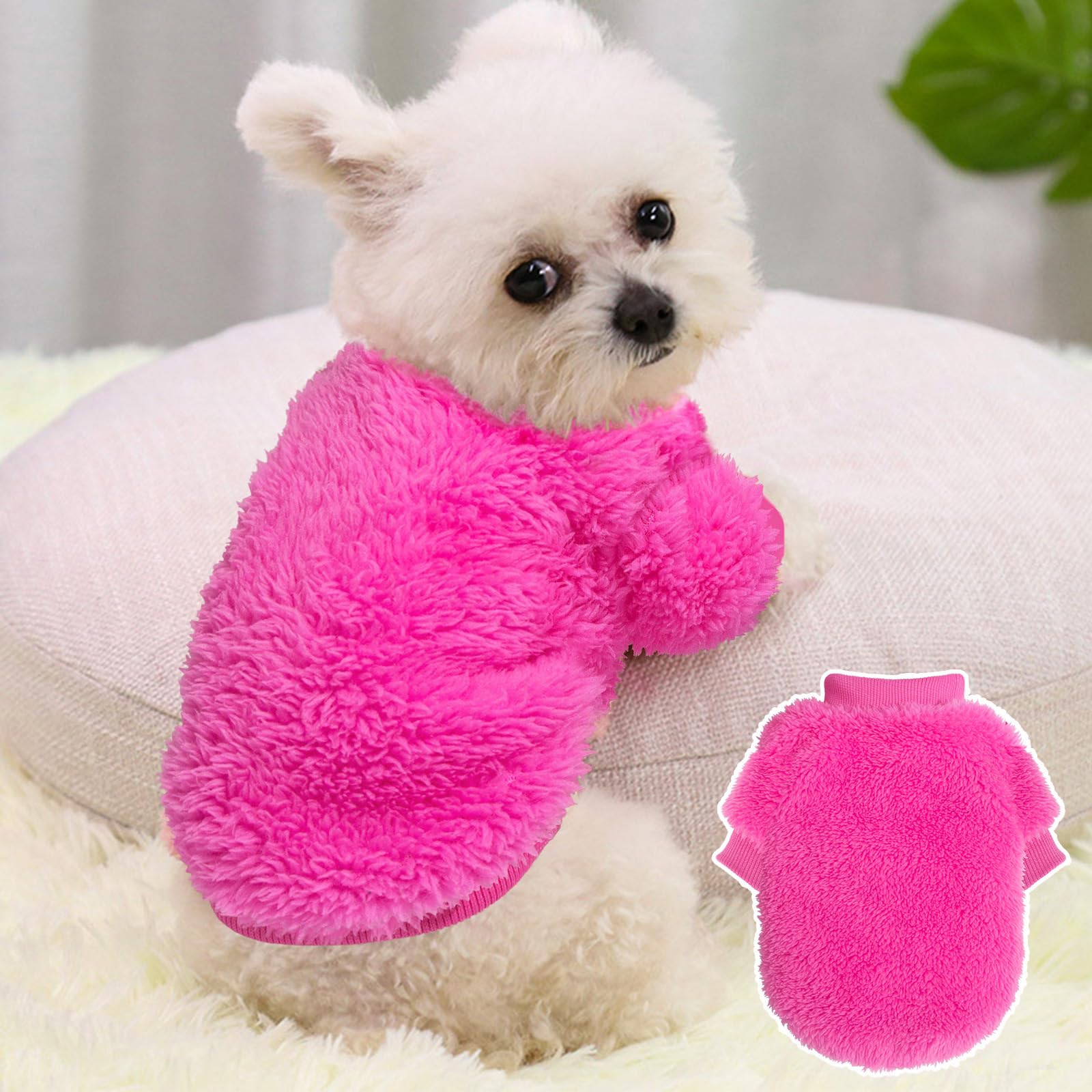 2 Cute Dog Sweaters For Girls - Fall/Winter Warm Fleece Chihuahua & Small Dog Clothes, Xs
